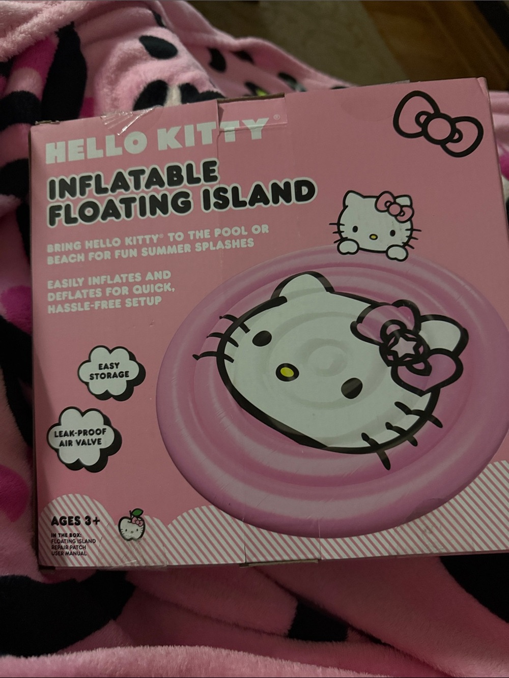 Hello Kitty Pink Inflatable Pool Float with Bow Graphic